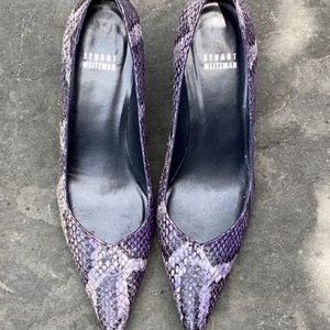 Stuart Weitzman purple snakeskin pumps
